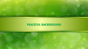 Soothing green backdrop with glowing circular light overlays and centered bold text on a green ribbon style banner. 