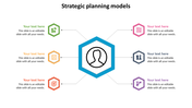 A colorful PowerPoint slide with strategic planning models, each representing a different concept with unique icons.
