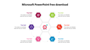 Microsoft layout featuring a target icon, surrounded by icons for a clock and more, each linked to placeholder text boxes.