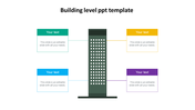 Building level PowerPoint template with a skyscraper illustration and text boxes for various information.