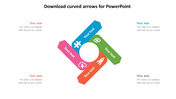 Four curved arrows in blue, green, pink, and orange form a circular flow around a central white space, each with an icon.