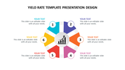 Circular infographic with six segments in blue, purple, orange, pink, red, and yellow, encircling a central graph icon.