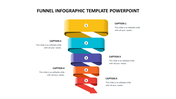 Funnel infographic PowerPoint template with steps in vibrant colors and captions on a white backdrop.