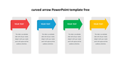 Curved arrow template featuring four arrows in different colors, each pointing to a text box with placeholder text area.