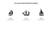 Cruise ship themed slide with three ship illustrations and sections for custom captions.