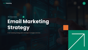 The Best Email Marketing Strategy presentation showing target audience, campaigns, and performance charts.