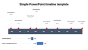 Simple timeline template with a gray horizontal bar showing months, marked with red diamonds for milestones.