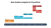 Horizontal timeline showing Sprints 11 to 14 with color task bars in orange, teal, blue, and red above a dark blue bar. 
