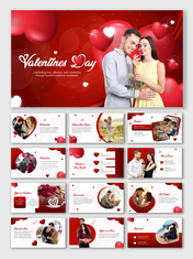 Valentine’s Day slides featuring love themes, symbols, traditions, celebrations, and romantic visuals with designs.