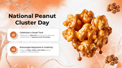 National Peanut Cluster Day template with caramel peanut clusters, vibrant theme, bold text, infographic elements, and visual