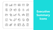 Includes charts, calendars, checklists, analytics, and timelines—perfect executive summary icon pack for reports.