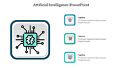 Central brain and circuit design in a square layout with teal highlights, paired with three icons and captions on the right.