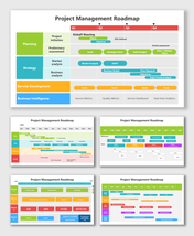 Project Management Roadmap with color bars, milestones, and planning phases for workflow visualization.