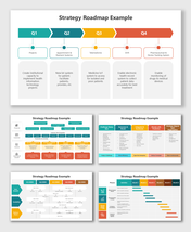 Business Plan Roadmap with curved road design, milestone icons, text boxes, and colorful planning visuals.