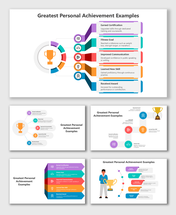 Greatest Personal Achievement Examples with hexagon icons for skills, awards, fitness, and communication.