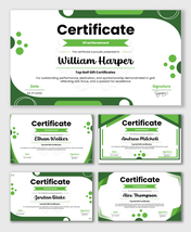 Top Golf Gift Certificates with green theme, certificate title, recipient name, date, and signature fields.