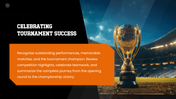 Sports Tournament Bracket with sports balls, trophy, orange graphics, bracket layout, and text holders. - slide 10
