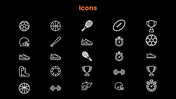 Sports Tournament Bracket with sports balls, trophy, orange graphics, bracket layout, and text holders. - slide 11