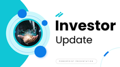 Investor Update featuring financial charts, blue theme, infographic shapes, and clean layout. - slide 1
