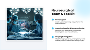 Brain Surgery deck with brain images, blue accents, text boxes, circles, icons, charts, timelines - slide 9