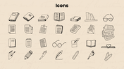 Utopian Literature Infographics with beige tones, book visuals, timelines, charts, icons, shapes, and text boxes. - slide 11