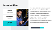 CCNA with blue-teal accents, network diagrams, OSI layers, IP tables, device icons, charts, and text boxes. - slide 2