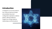 Hexagram with Yin-Yang lines, blue shapes, formation diagrams, cultural icons, charts, and text boxes. - slide 2