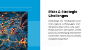 Geostrategy with blue map visuals, location pins, circular graphics, strategic icons, charts, and text panels. - slide 7
