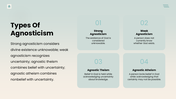 Agnosticism with brain and book imagery, teal theme, text holders, icons and editable shapes. - slide 5