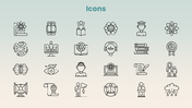 Agnosticism with brain and book imagery, teal theme, text holders, icons and editable shapes. - slide 11