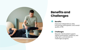 Ergotherapy slides with therapy images, assessment steps, daily activities, benefits, turquoise shapes - slide 6