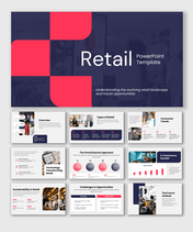 Retail PowerPoint template with modern slides on trends, e-commerce growth, and retail strategy