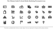 Collection of 24 black icons related to business, shopping, finance, and social media marketing, arranged in a grid layout.