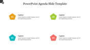 A colorful PowerPoint agenda slide with hexagonal numbered captions and placeholder text for each section.