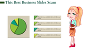 3D green pie chart split into four segments with numbered side labels and a cartoon figure holding documents.