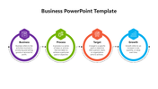 Slide featuring a flowchart with icons for business, process, target, and growth in a business template.