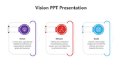 Three three boxes with rounded edges with icons in purple, red, and blue, set against a white background.