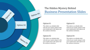 Business PPT template with four concentric circular options with placeholder text.