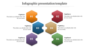 Hexagonal infographic with puzzle piece shapes in orange, red, blue, gold, purple, and green, numbered sequentially.