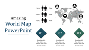 World map infographic with location markers, icons, and gender percentage comparisons on the left.
