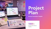 Modern project plan presentation template featuring milestones, team strategy, dashboards, and workflow planning. view.