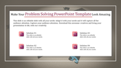 Four numbered solution boxes for problem solving with gradient designs arranged in two rows on a white background.