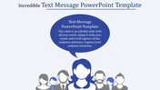 Text message PowerPoint template with a speech bubble and a group of people icons.