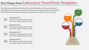 Laboratory themed PowerPoint slide with test tubes and percentage indicators with placeholder text.