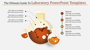 Creative PowerPoint slide with laboratory beakers and numbered steps with placeholder text.