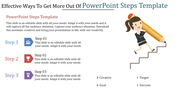 A PowerPoint template illustrating steps with icons achievement and progress, with a figure climbing toward a goal.