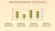Creative infographic layout featuring four colorful pencil designs with horizontal dotted lines on a beige background.