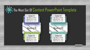 Blackboard style PowerPoint template with four content sections and two headings. 
