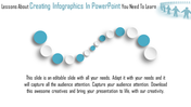 Infographic design with alternating blue and white circular elements arranged in a wave like pattern on a light background.