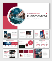 E-commerce PPT covering market trends, business models, customer journey, growth, and strategy insights.